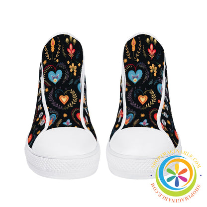 Cherished Blooms Ladies High Top Canvas Shoes