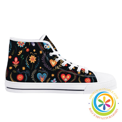 Cherished Blooms Ladies High Top Canvas Shoes