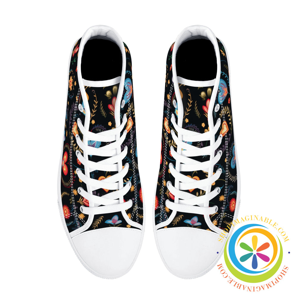 Cherished Blooms Ladies High Top Canvas Shoes