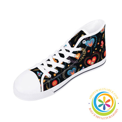 Cherished Blooms Ladies High Top Canvas Shoes