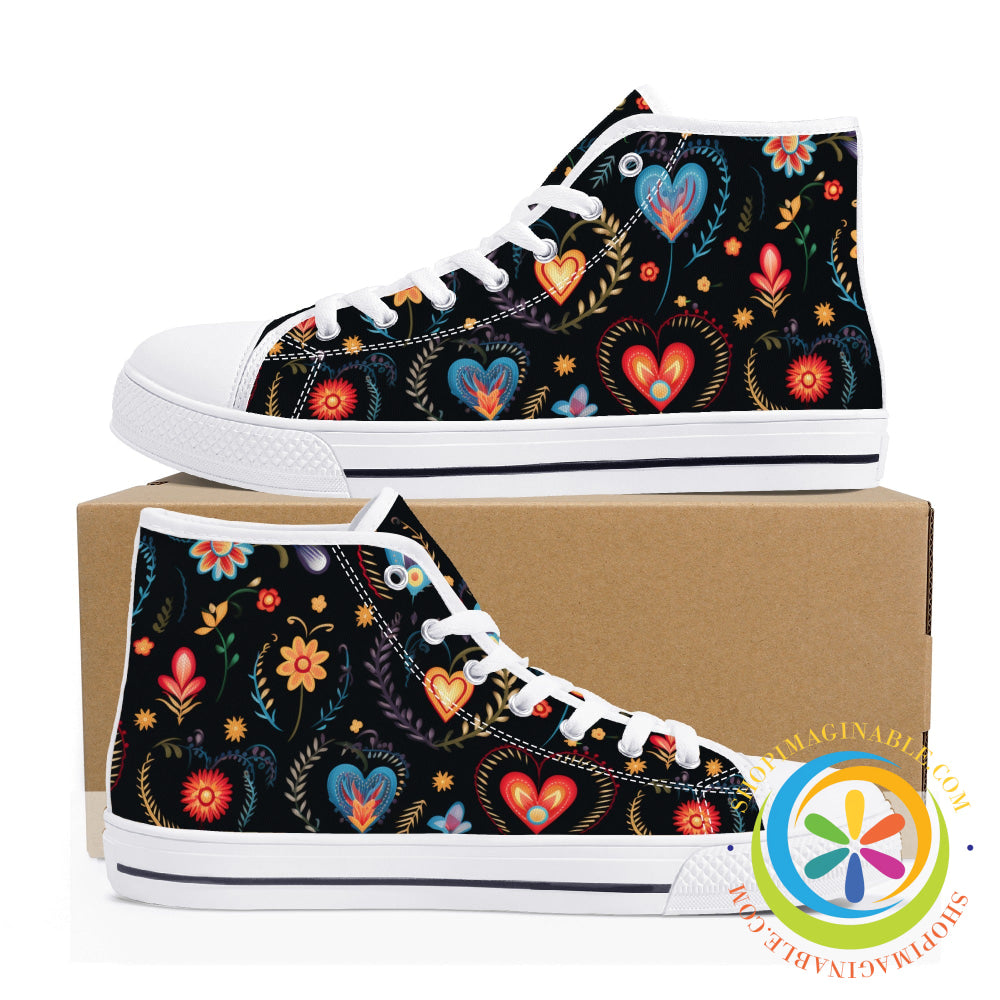 Cherished Blooms Ladies High Top Canvas Shoes