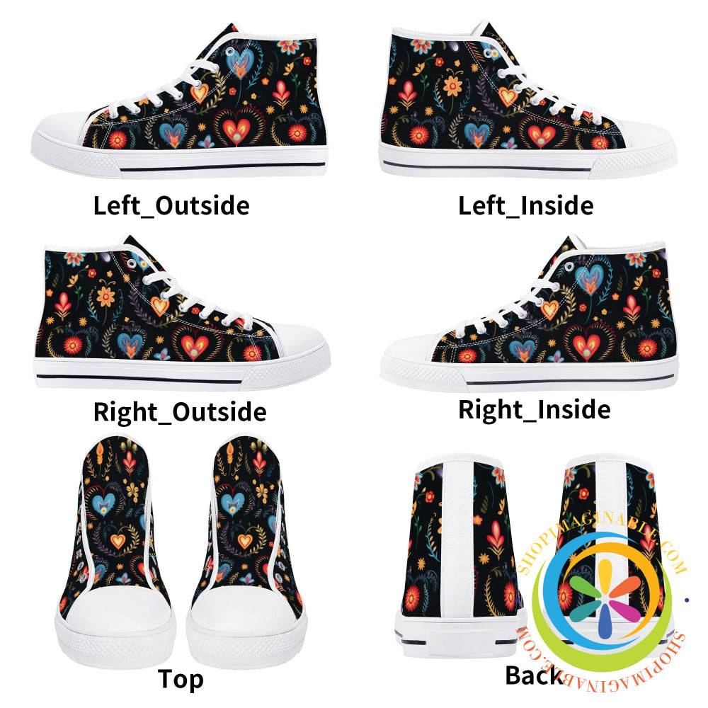 Cherished Blooms Ladies High Top Canvas Shoes