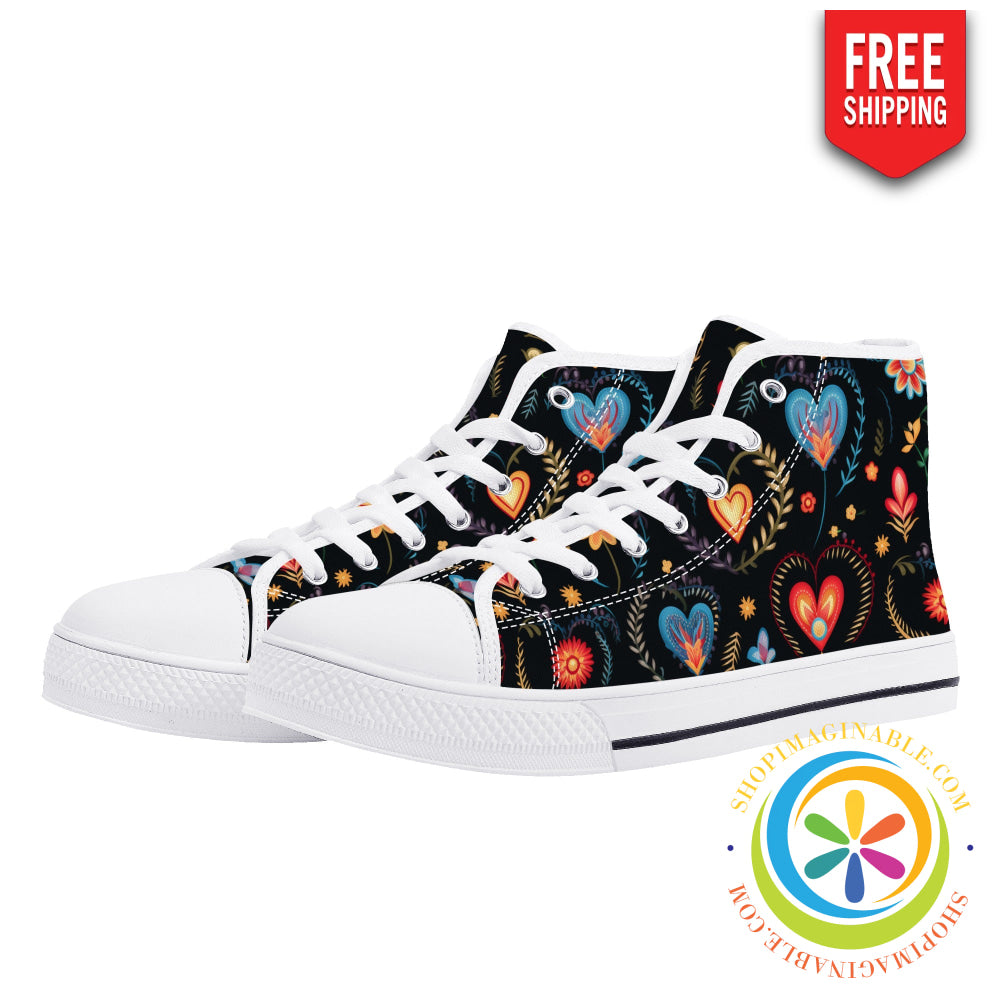 Cherished Blooms Ladies High Top Canvas Shoes Us12 (Eu44)