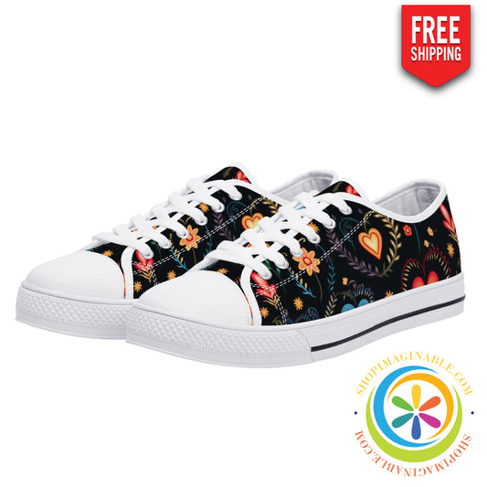 Cherished Blooms Ladies Low Top Canvas Shoes