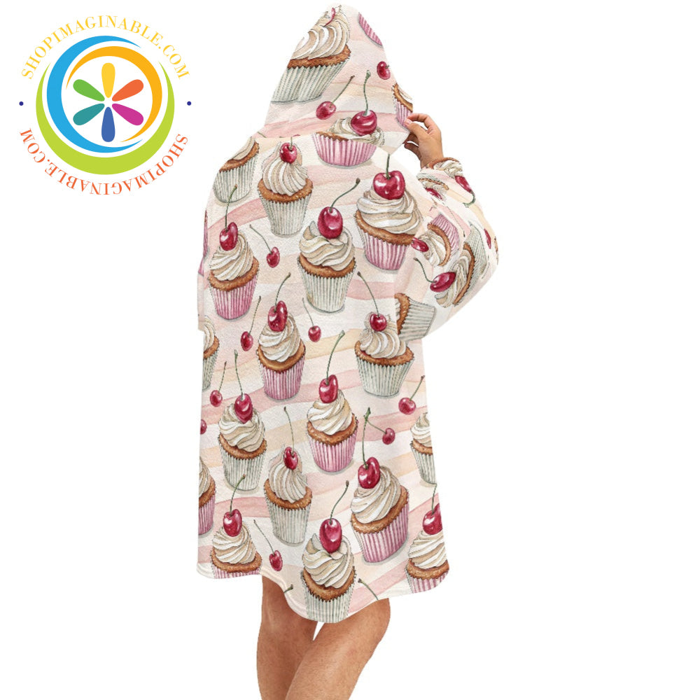 Cherry Cupcake Swirl - Blanket Hoodie white / ONESIZE