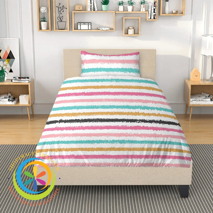 Chic Rainbow Striped Bedding Set