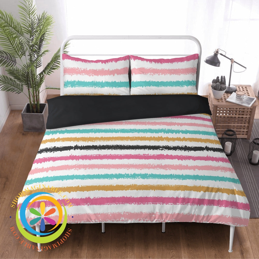 Chic Rainbow Striped Bedding Set