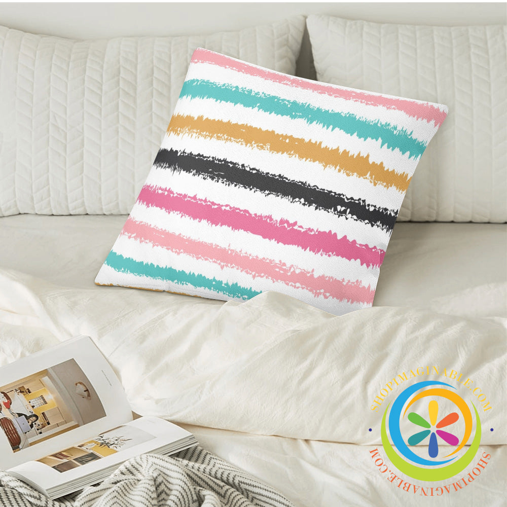 Chic Rainbow Striped Pillow Cover