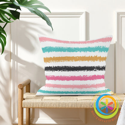 Chic Rainbow Striped Pillow Cover