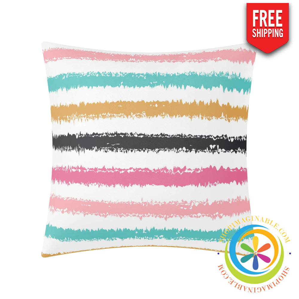 Chic Rainbow Striped Pillow Cover