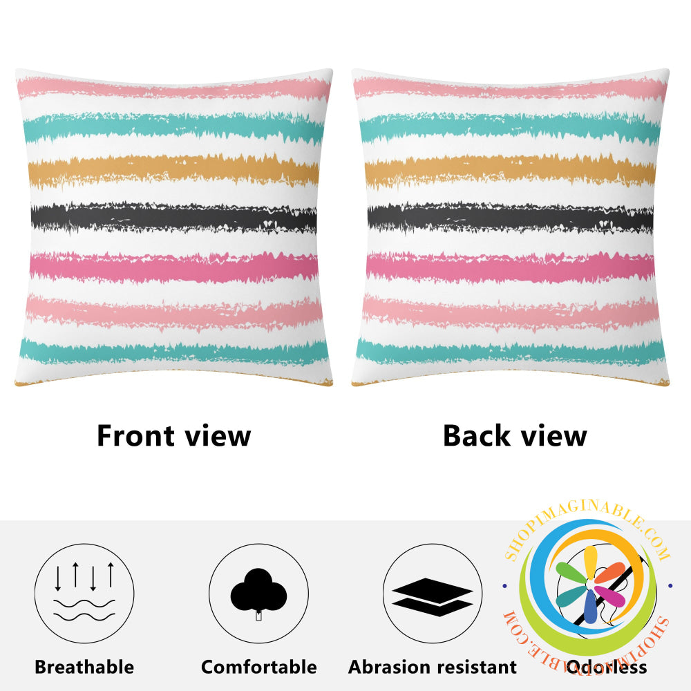 Chic Rainbow Striped Pillow Cover