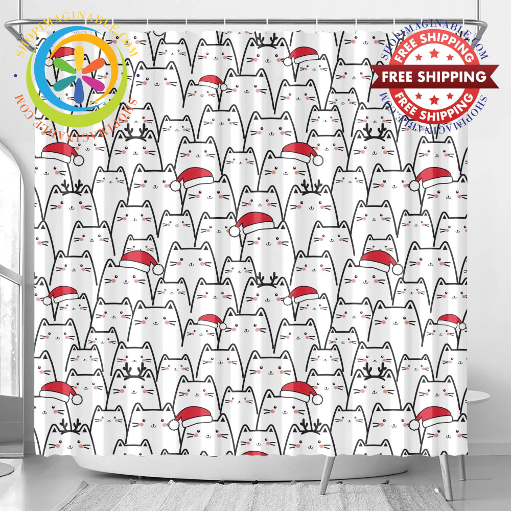 Christmas Cats Shower Curtain