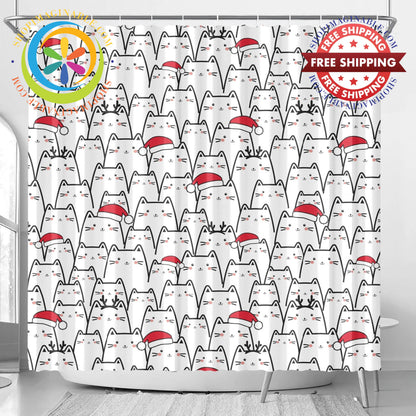 Christmas Cats Shower Curtain