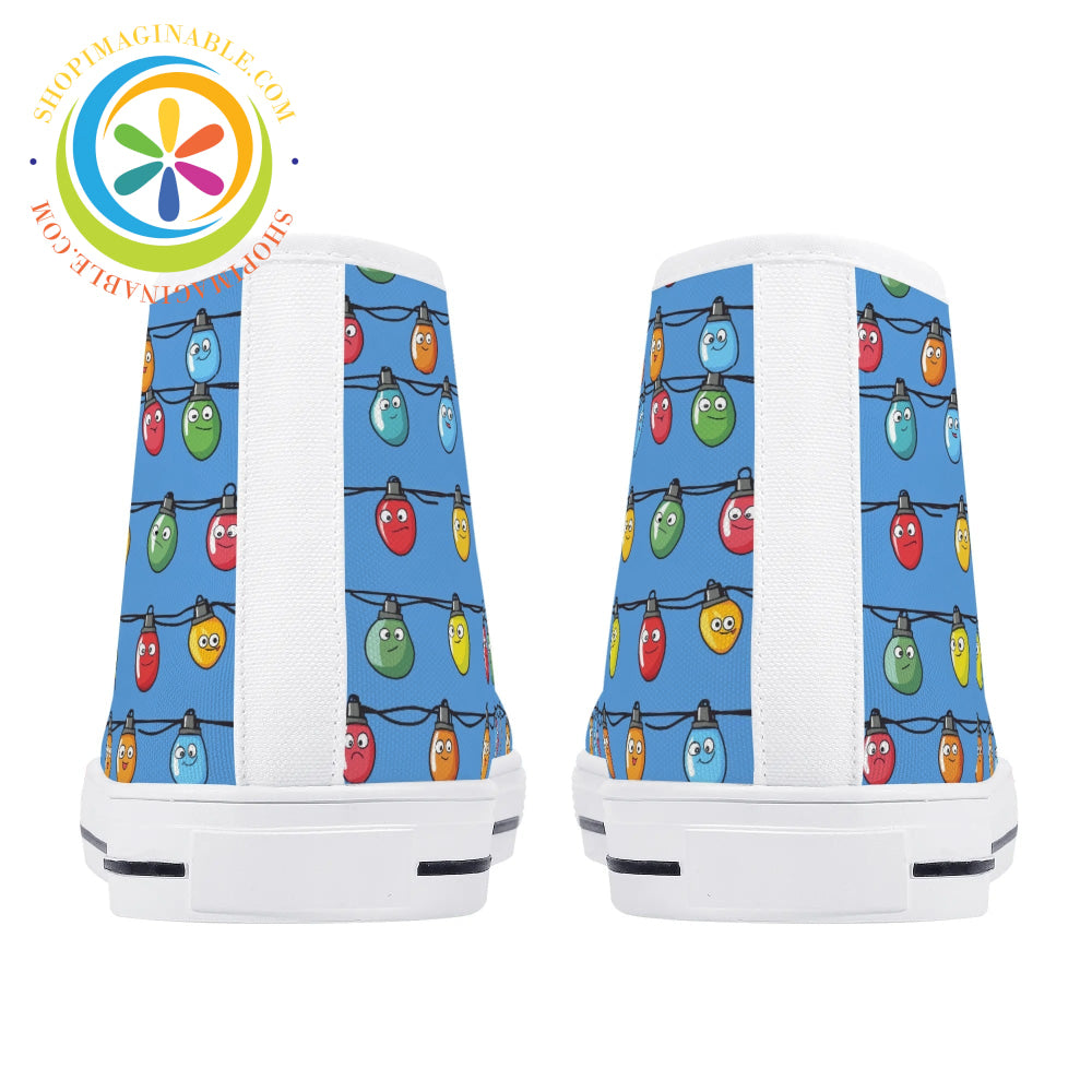 Christmas Lights Ladies High Top Canvas Shoes