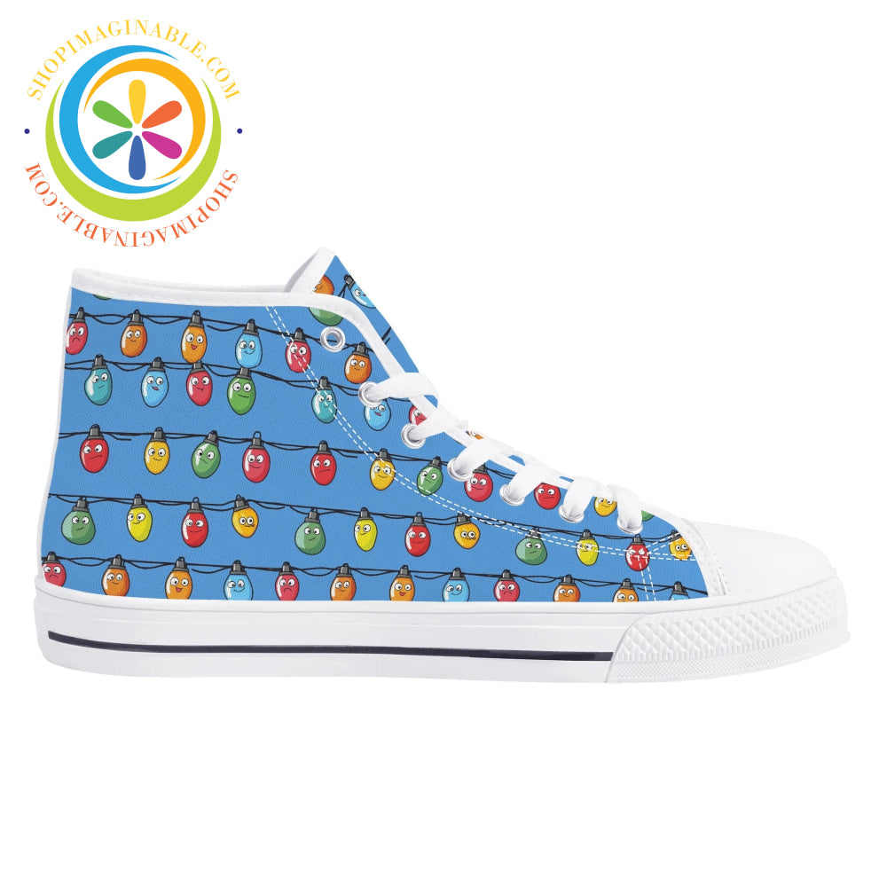 Christmas Lights Ladies High Top Canvas Shoes