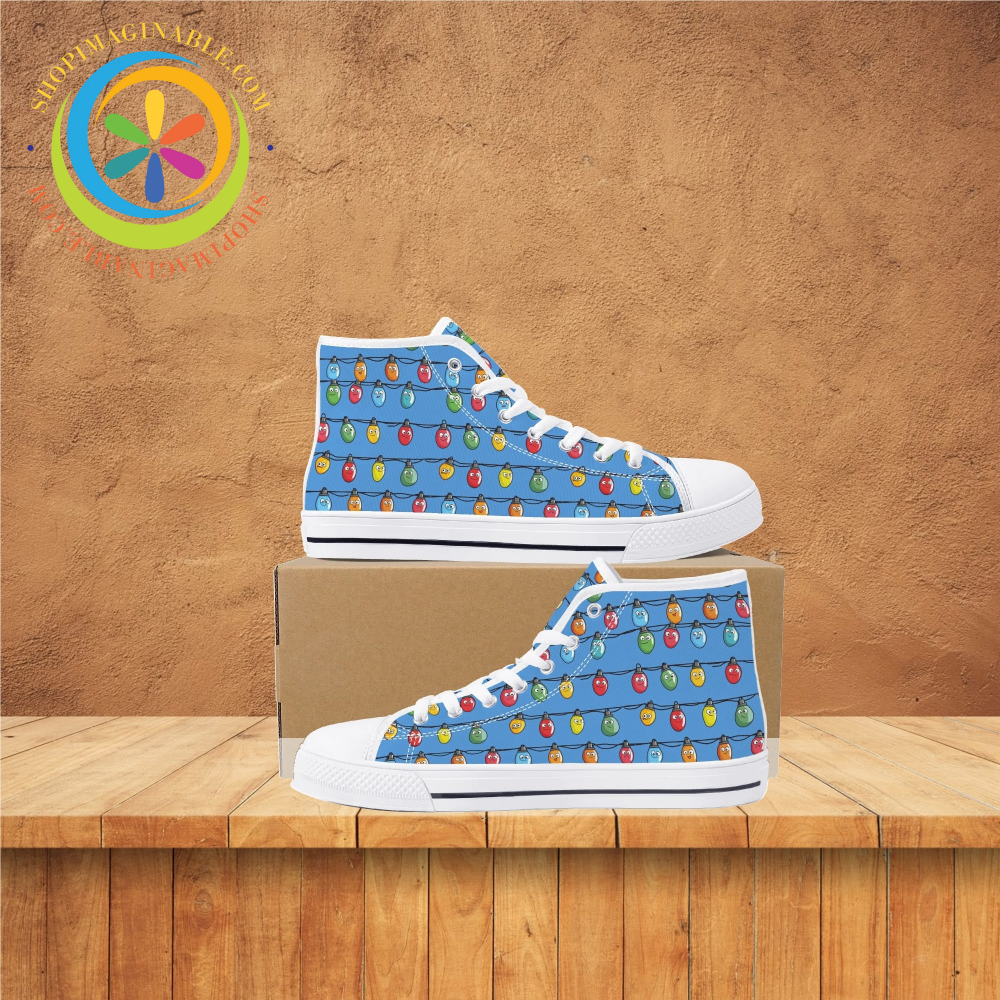 Christmas Lights Ladies High Top Canvas Shoes