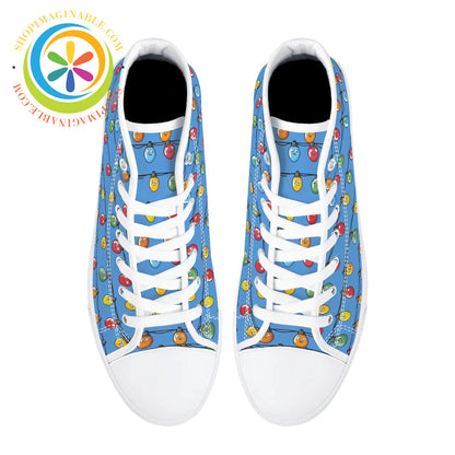 Christmas Lights Ladies High Top Canvas Shoes