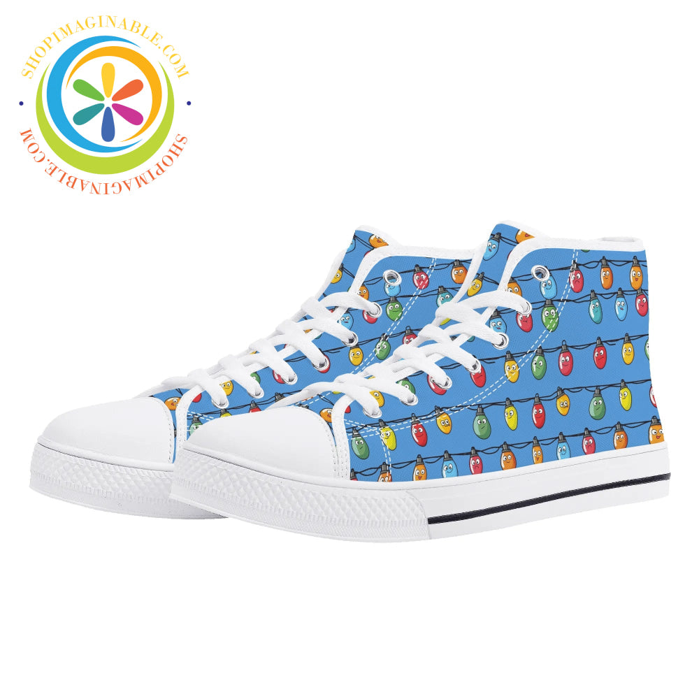 Christmas Lights Ladies High Top Canvas Shoes