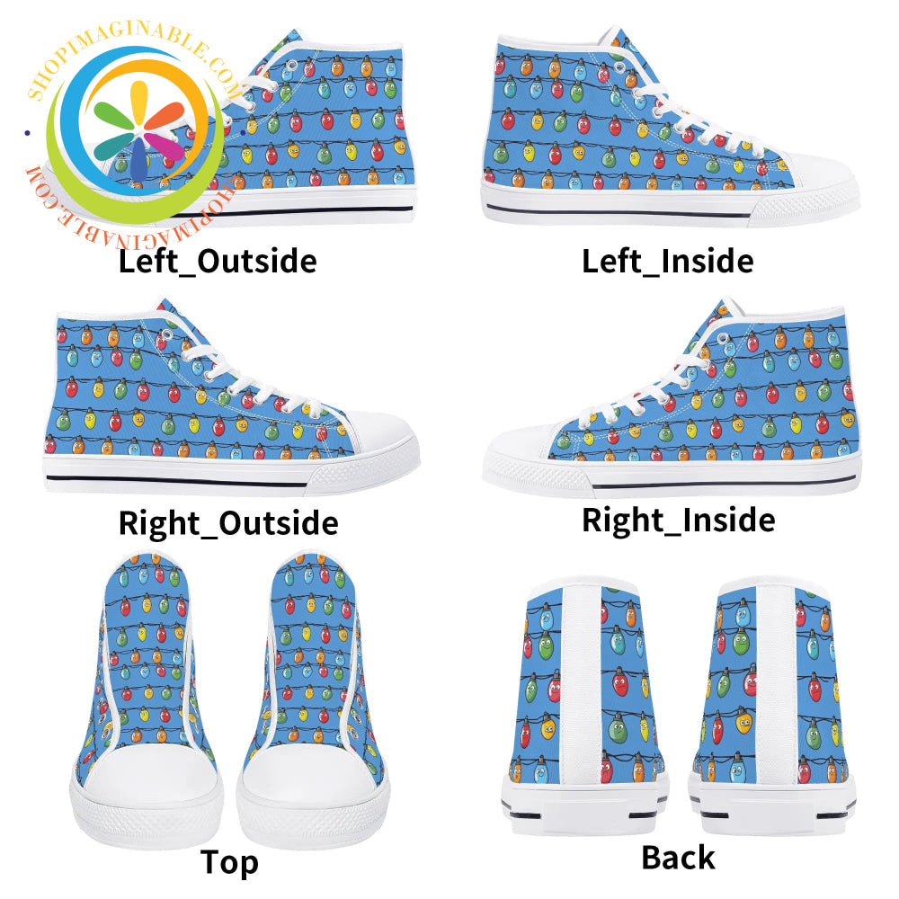 Christmas Lights Ladies High Top Canvas Shoes