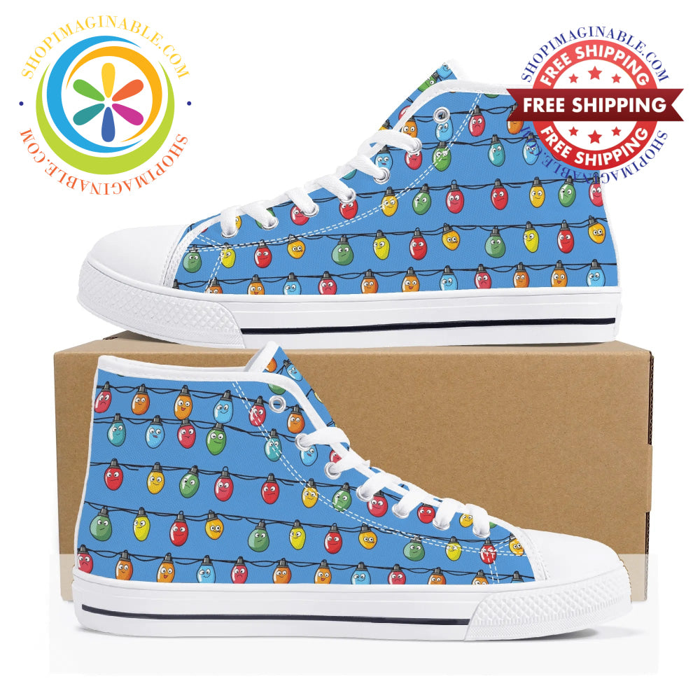 Christmas Lights Ladies High Top Canvas Shoes Us12 (Eu44)