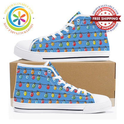 Christmas Lights Ladies High Top Canvas Shoes Us12 (Eu44)