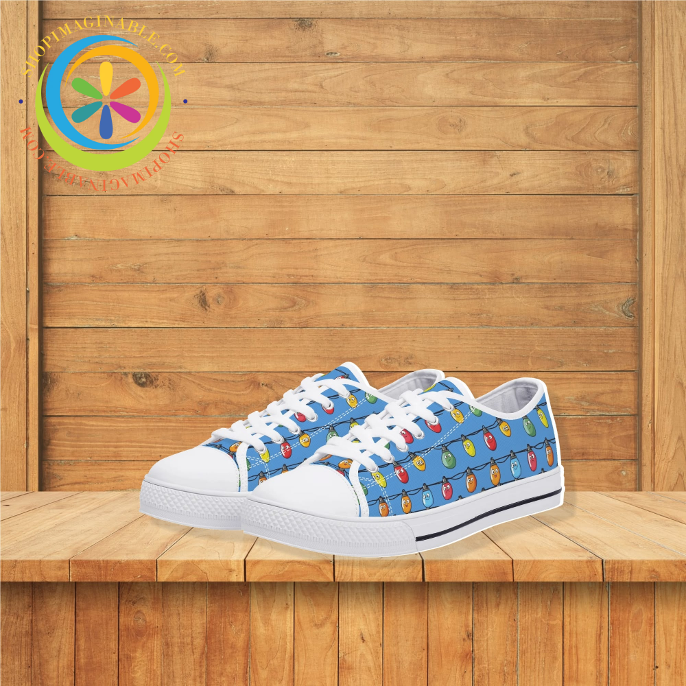 Christmas Lights Ladies Low Top Canvas Shoes