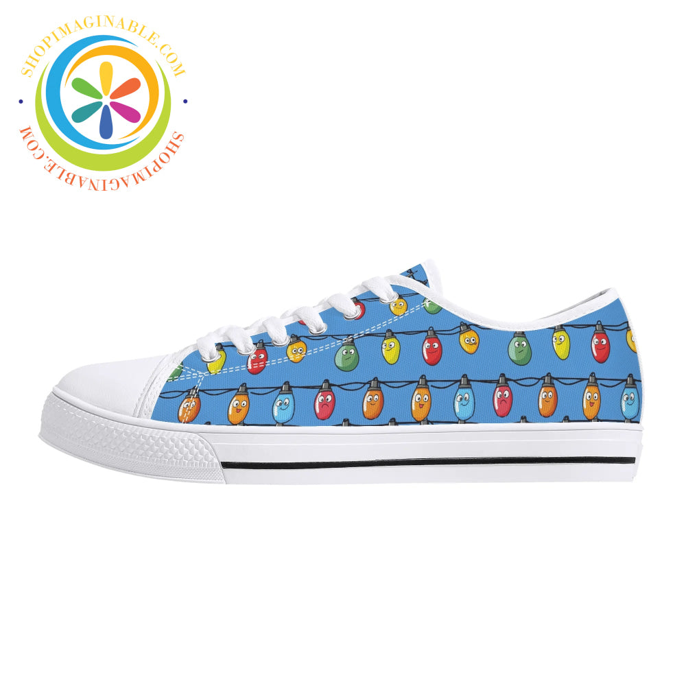 Christmas Lights Ladies Low Top Canvas Shoes