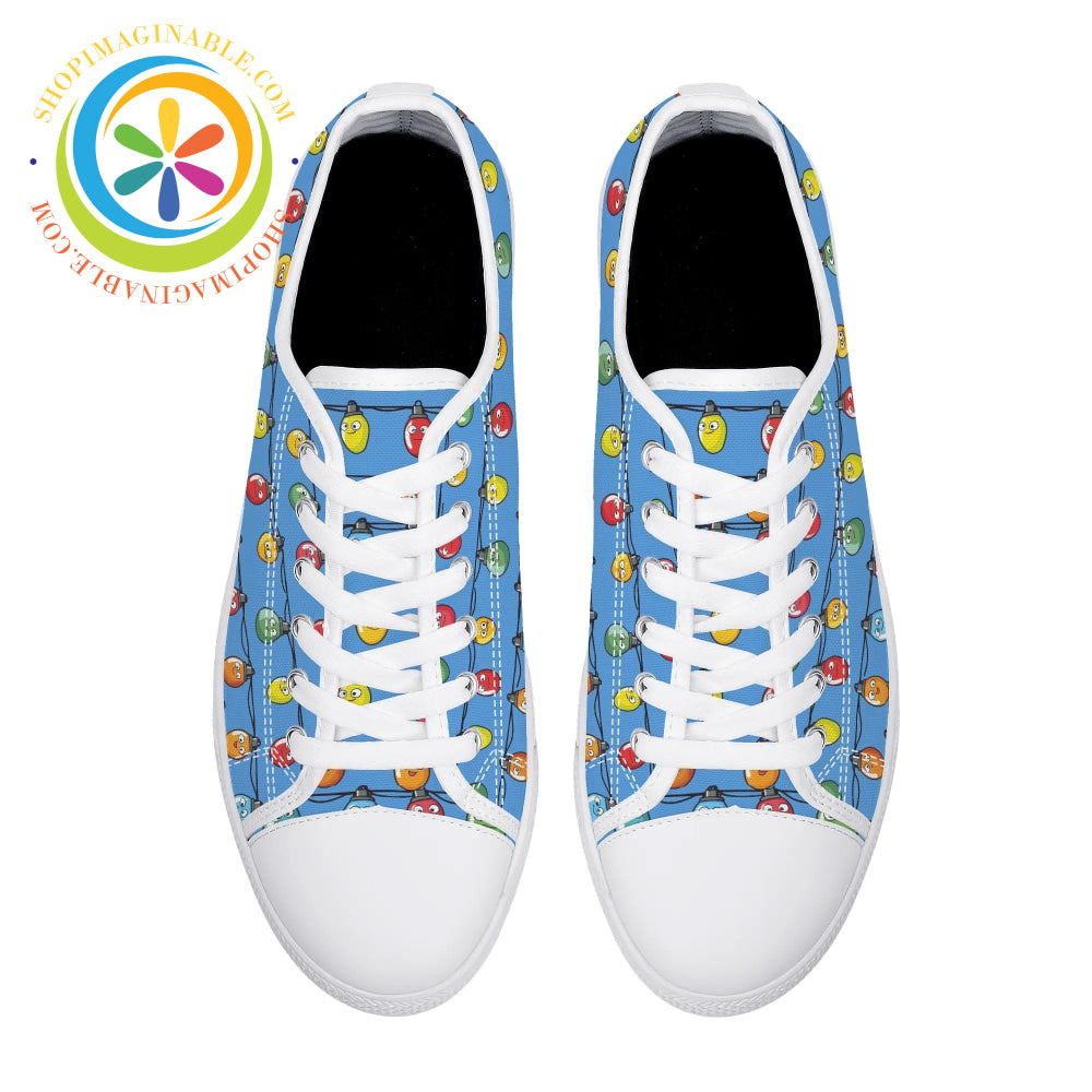 Christmas Lights Ladies Low Top Canvas Shoes