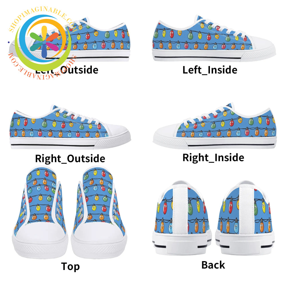 Christmas Lights Ladies Low Top Canvas Shoes