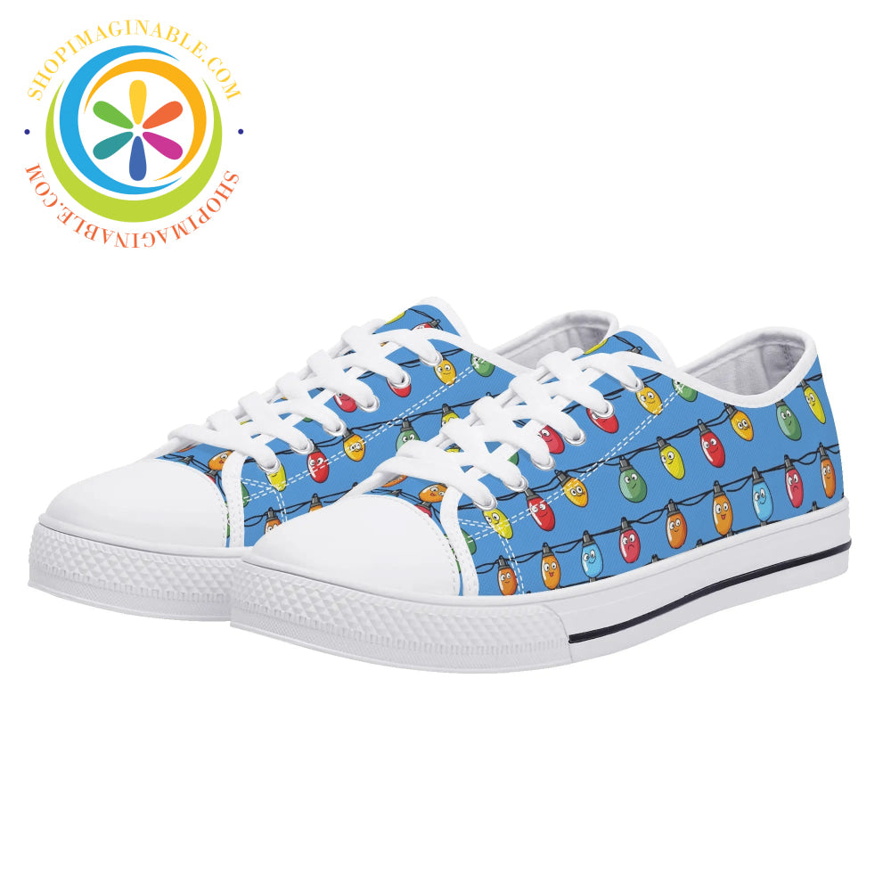 Christmas Lights Ladies Low Top Canvas Shoes