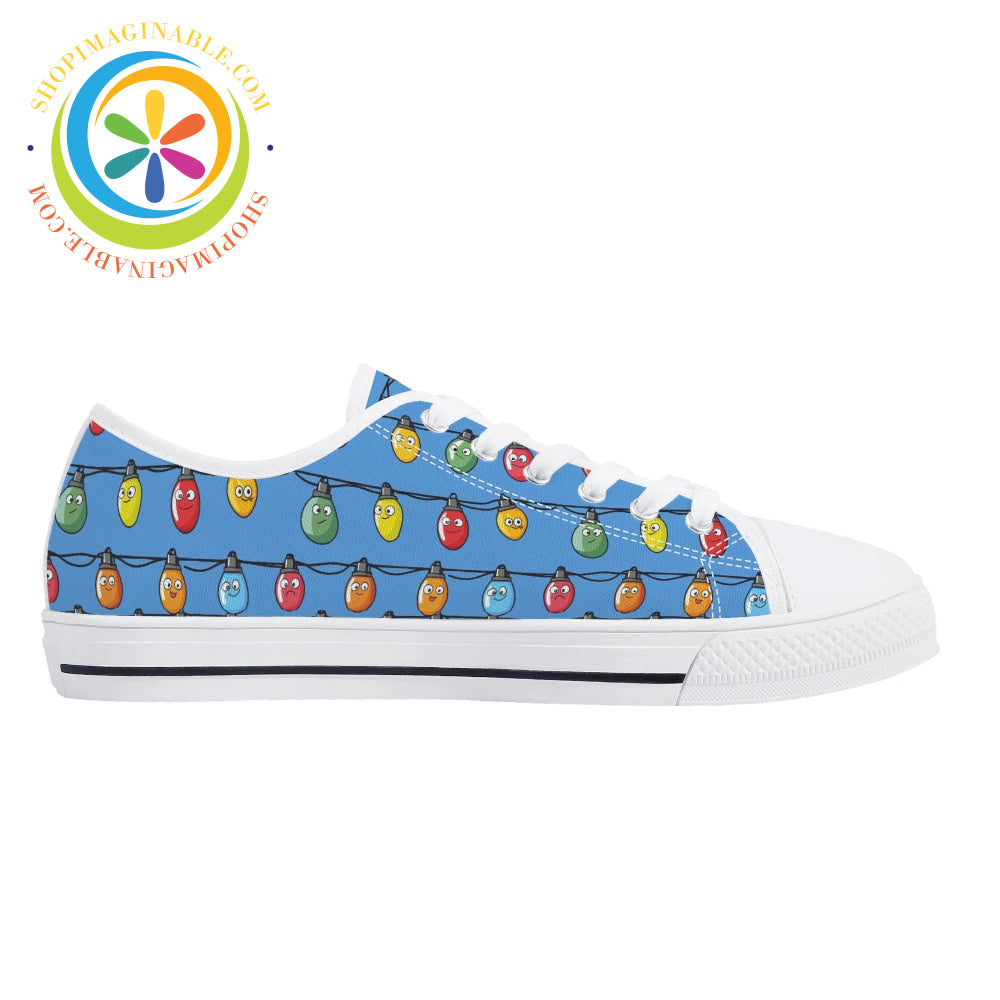 Christmas Lights Ladies Low Top Canvas Shoes