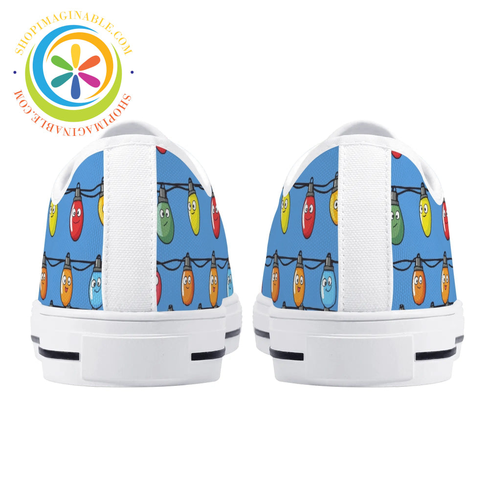 Christmas Lights Ladies Low Top Canvas Shoes