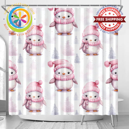 Christmas Penguins Shower Curtain