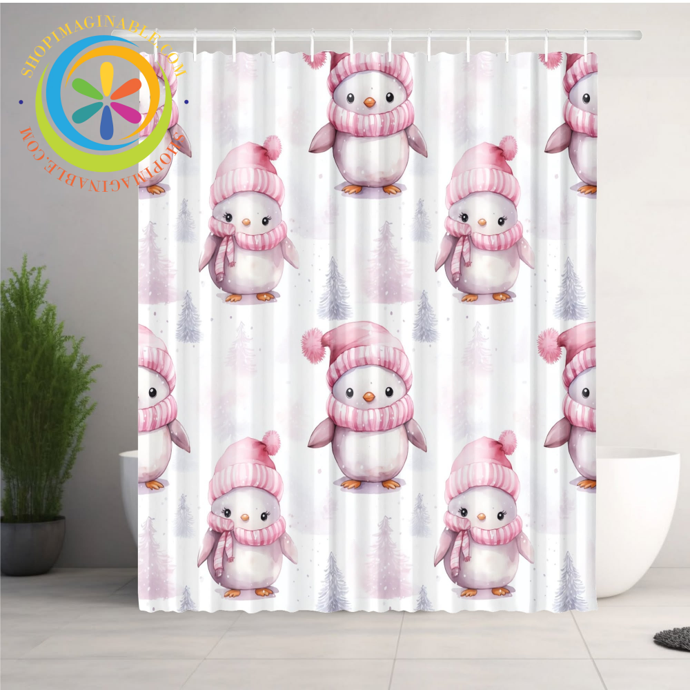 Christmas Penguins Shower Curtain