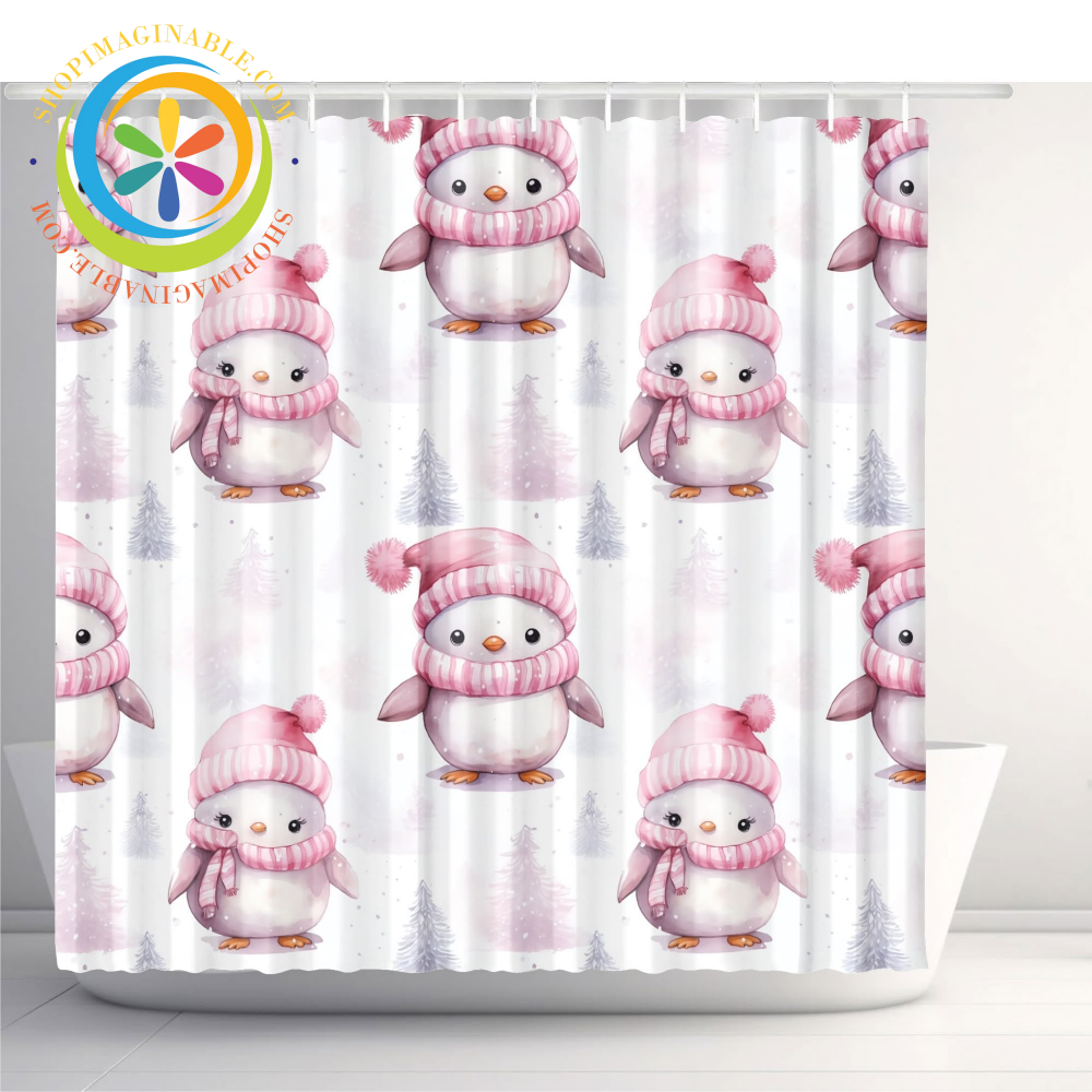 Christmas Penguins Shower Curtain