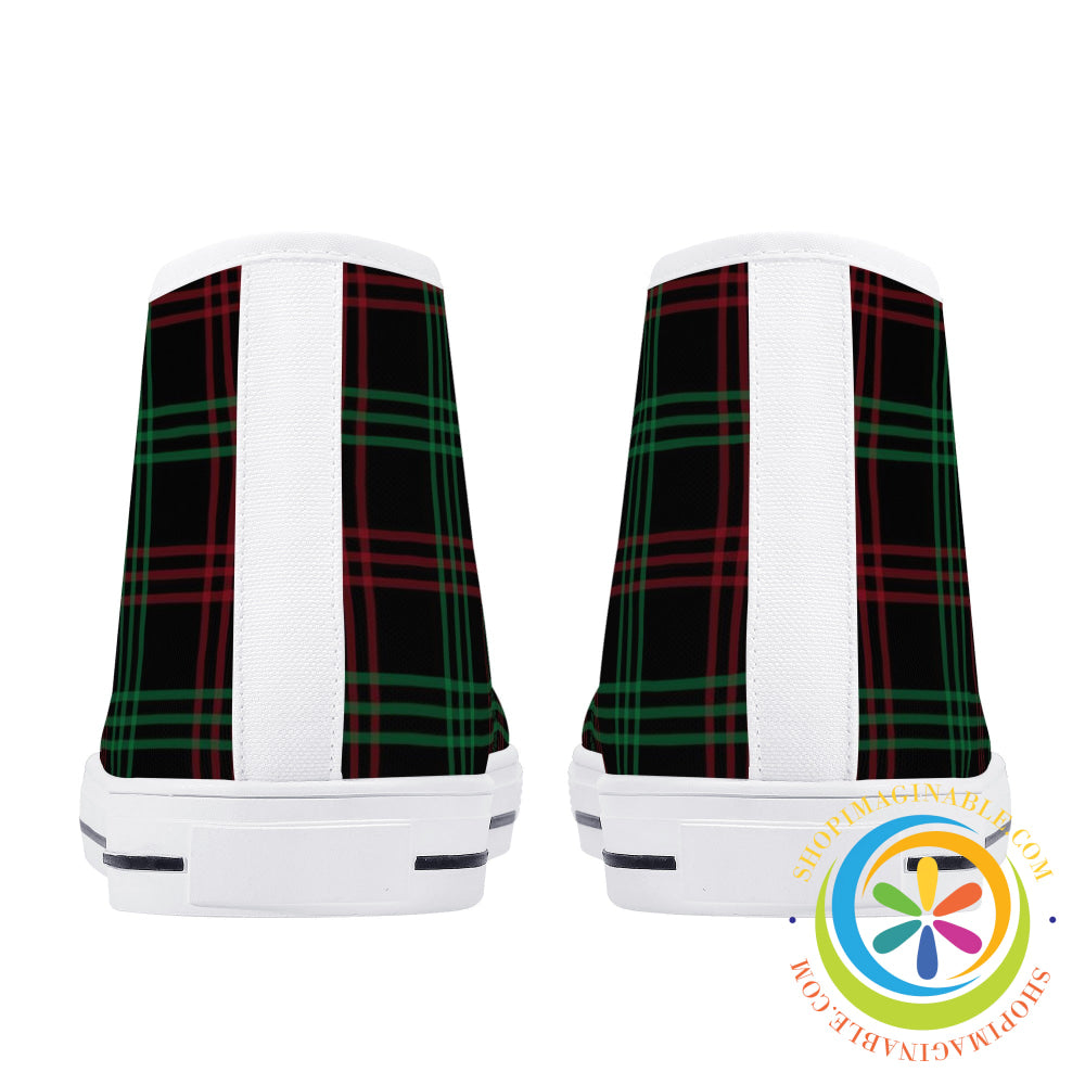 Classic Green & Red Plaid Ladies High Top Canvas Shoes