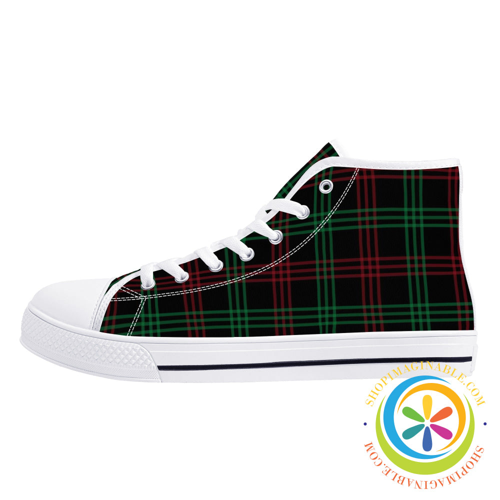 Classic Green & Red Plaid Ladies High Top Canvas Shoes