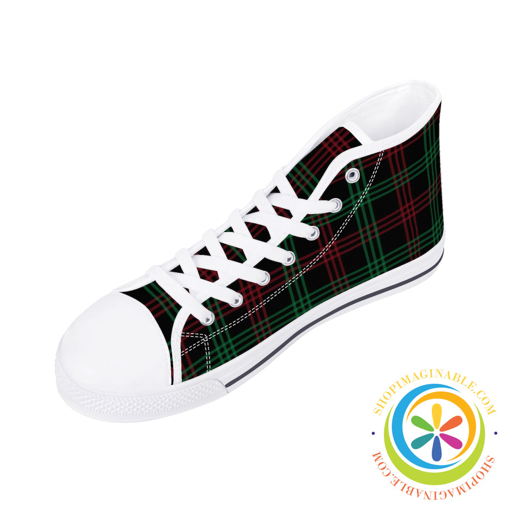 Classic Green & Red Plaid Ladies High Top Canvas Shoes