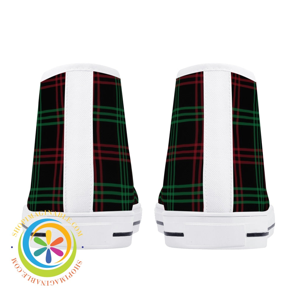 Classic Green & Red Plaid Ladies High Top Canvas Shoes