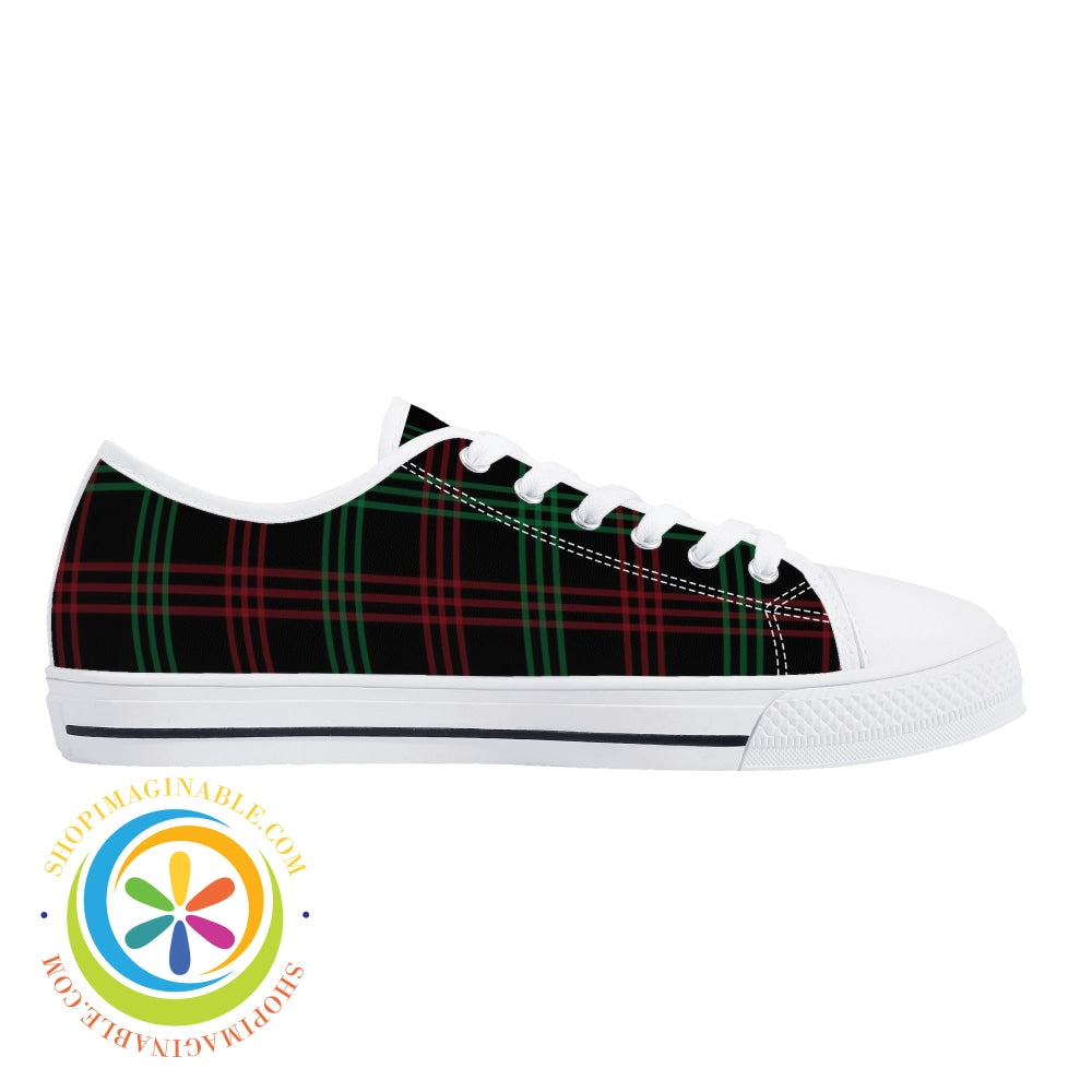 Classic Green & Red Plaid Ladies Low Top Canvas Shoes