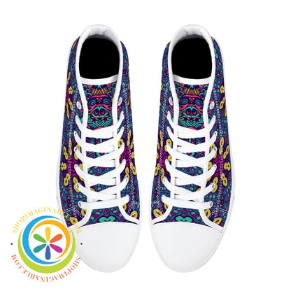 Colorful Abstract Ladies High Top Canvas Shoes