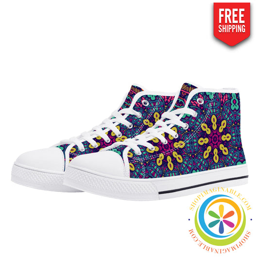 Colorful Abstract Ladies High Top Canvas Shoes Us12 (Eu44)