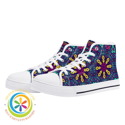 Colorful Abstract Ladies High Top Canvas Shoes Us12 (Eu44)