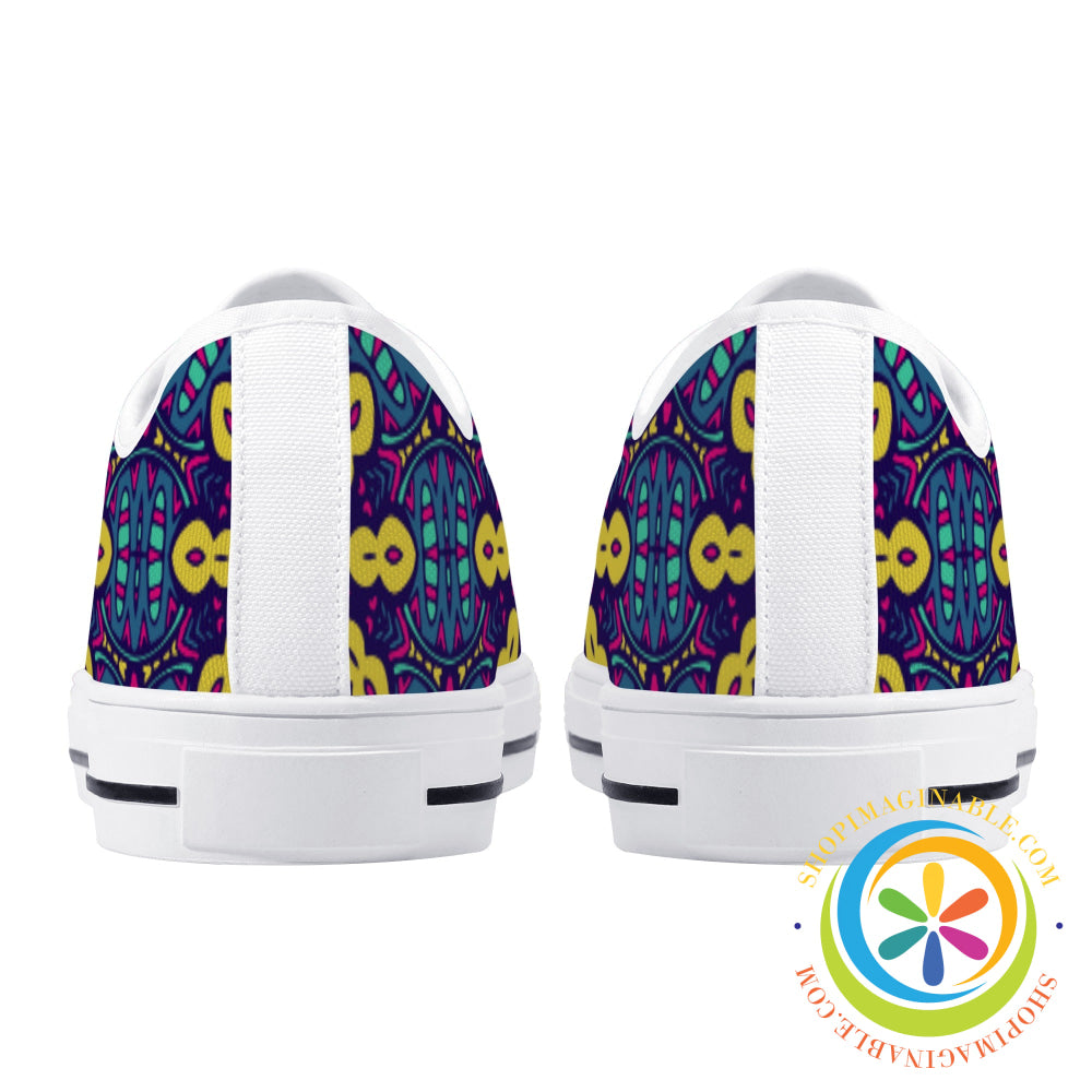 Colorful Abstract Ladies Low Top Canvas Shoes