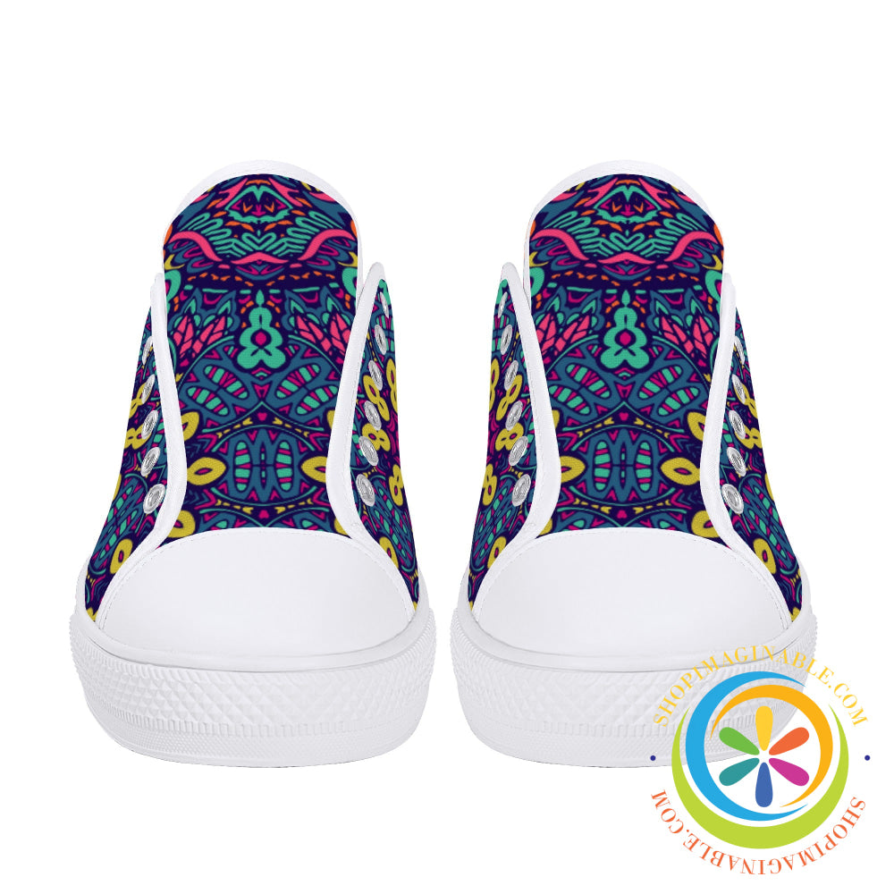 Colorful Abstract Ladies Low Top Canvas Shoes