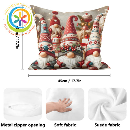 Colorful Christmas Gnomes Holiday Pillow Cover Pillow Cover