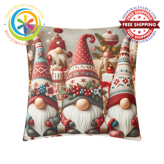 Colorful Christmas Gnomes Holiday Pillow Cover Pillow Cover