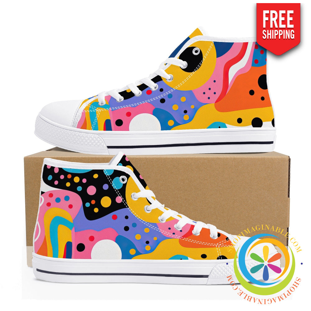 Colorful Pop Art Ladies High Top Canvas Shoes Us12 (Eu44)