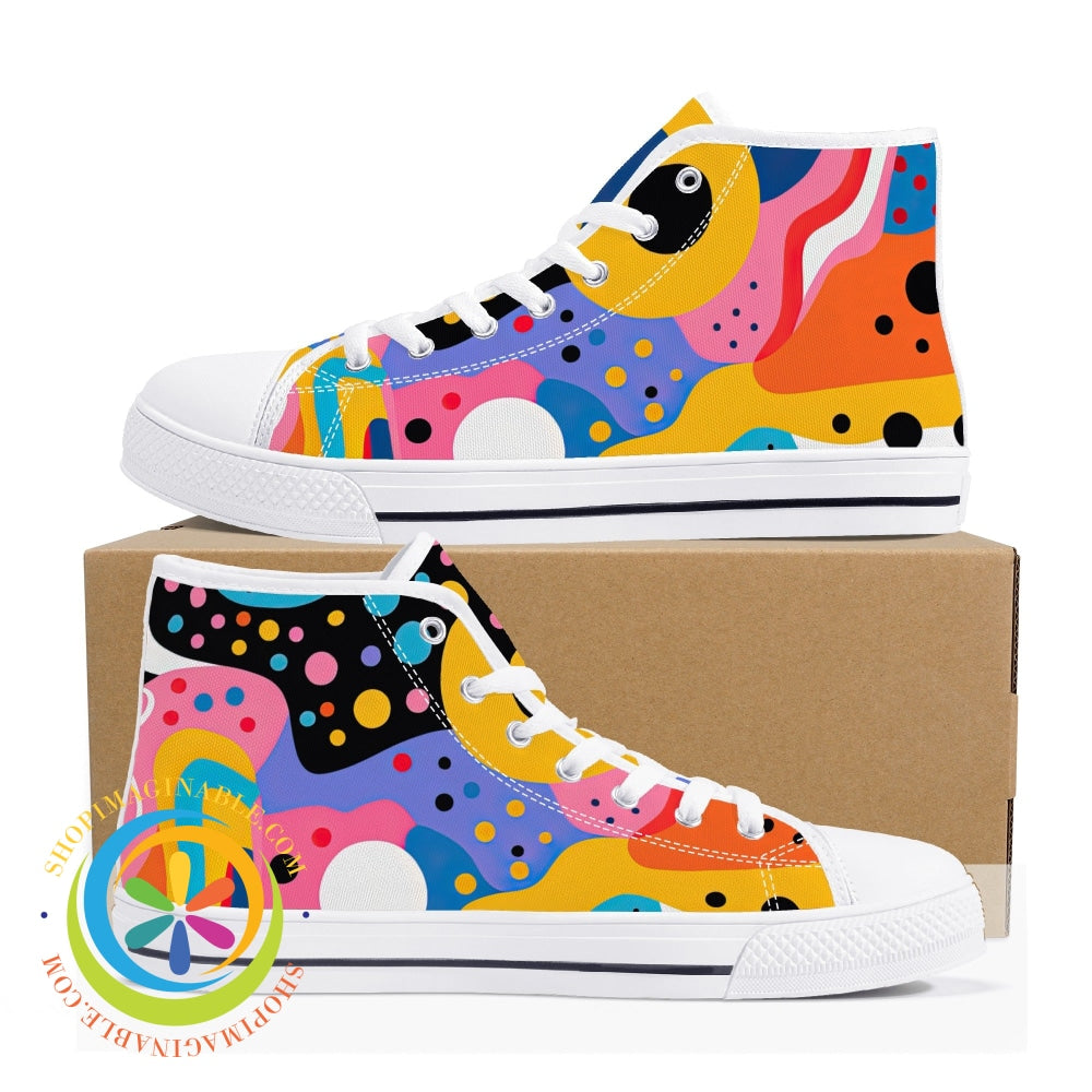 Colorful Pop Art Ladies High Top Canvas Shoes Us12 (Eu44)