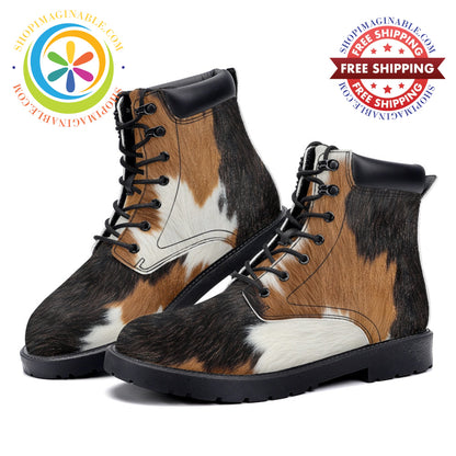 Cow Patterned - Leather Martin Boots white / 36